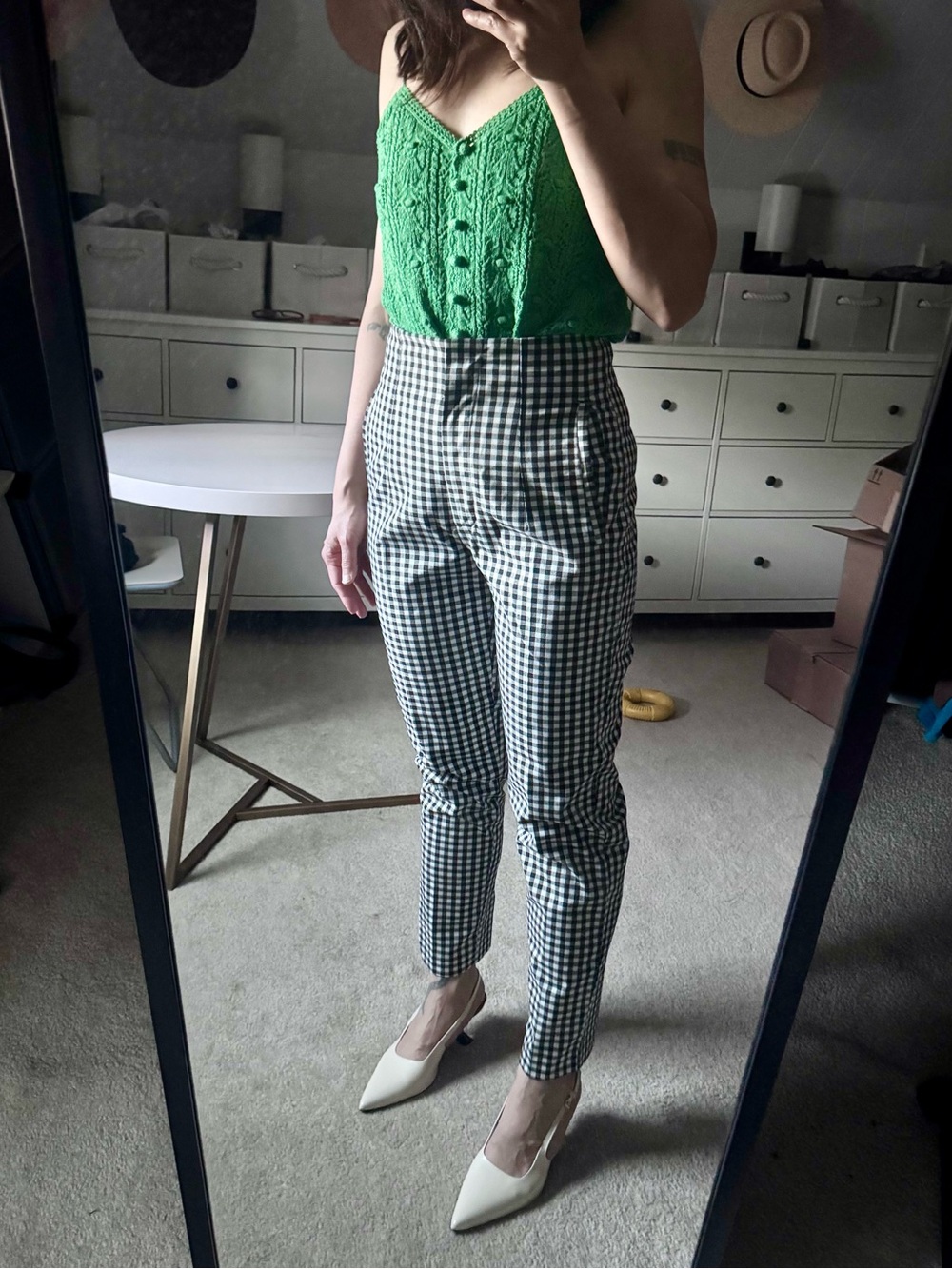 Zara Black and White Gingham pants